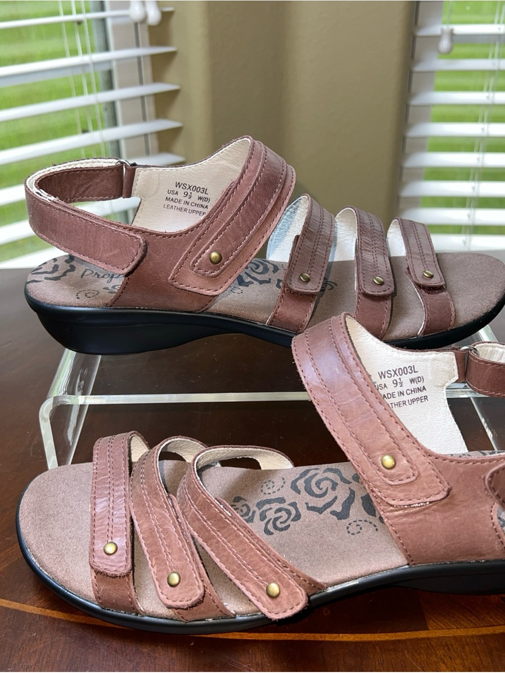 Propet Women Aurora Wedge Sandal Sz 9.5W(D) Brown Hook and Loop Straps Comfort - Picture 6 of 13